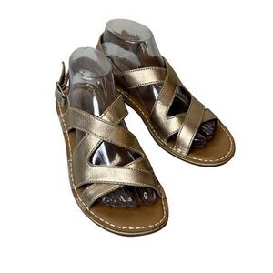 CLARKS Artisan Tustin Spears Metallic Leather Comfy Strappy Sandals Size 8.5